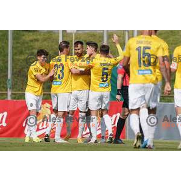 Zan Trontelj, Luka Zinko, Mustafa Nukic and Milan Tucic in action during Prva Liga Telekom Slovenije 2020-2021 football match between Bravo and Domzale in Ljubljana, Slovenia on April 17, 2021