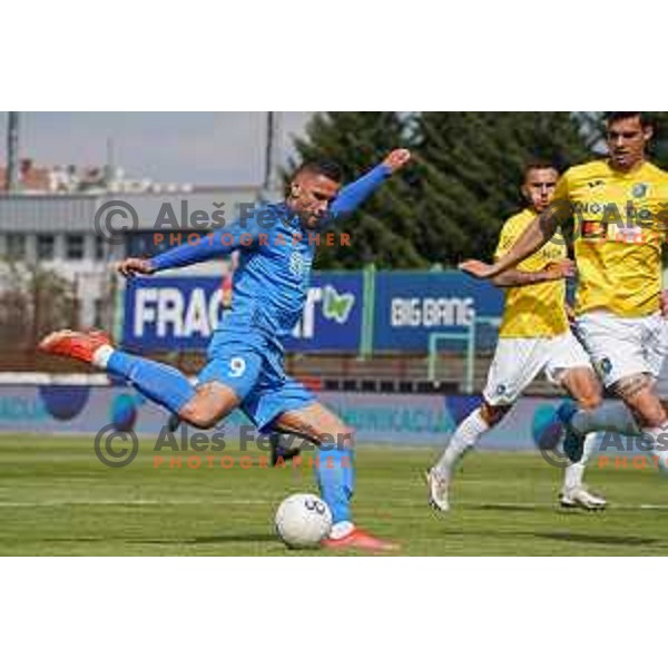 Dario Kolobaric of Domzale in action during Prva Liga Telekom Slovenije 2020-2021 football match between Bravo and Domzale in Ljubljana, Slovenia on April 17, 2021