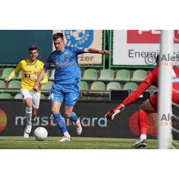 Mattias Kait of Domzale in action during Prva Liga Telekom Slovenije 2020-2021 football match between Bravo and Domzale in Ljubljana, Slovenia on April 17, 2021