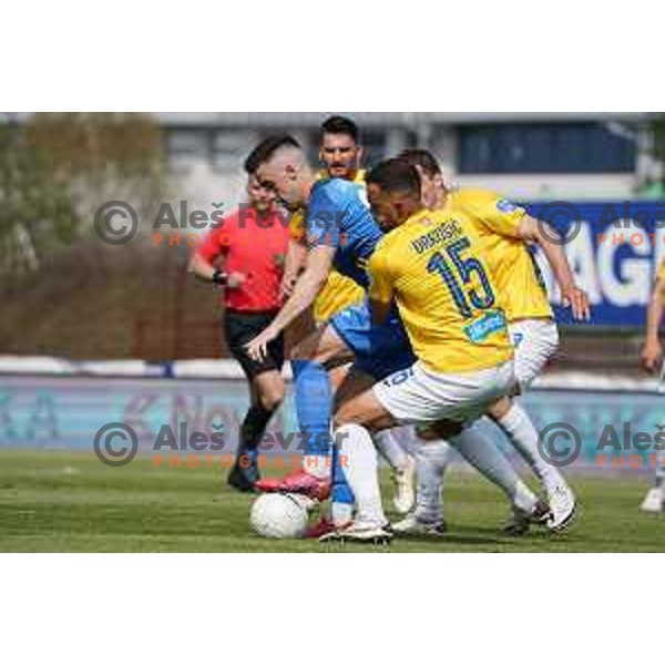 Arnel Jakupovic and Arnel Jakupovic in action during Prva Liga Telekom Slovenije 2020-2021 football match between Bravo and Domzale in Ljubljana, Slovenia on April 17, 2021