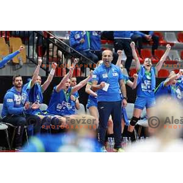 Dragan Adzic, head coach of Slovenia in action during World Championship Women 2021 Qualification match between Slovenia and Iceland in Kodeljevo hall, Ljubljana, Slovenia on April 17, 2021