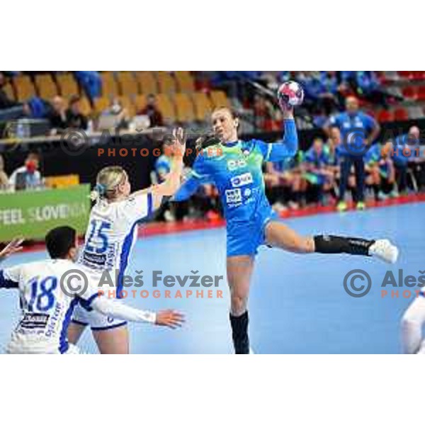 Barbara Lazovic of Slovenia in action during World Championship Women 2021 Qualification match between Slovenia and Iceland in Kodeljevo hall, Ljubljana, Slovenia on April 17, 2021