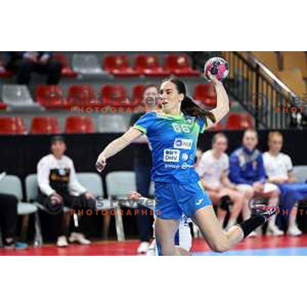 Tija Gomilar Zickero of Slovenia in action during World Championship Women 2021 Qualification match between Slovenia and Iceland in Kodeljevo hall, Ljubljana, Slovenia on April 17, 2021
