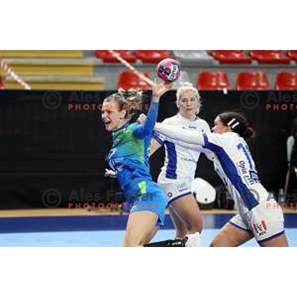 Barbara Lazovic of Slovenia in action during World Championship Women 2021 Qualification match between Slovenia and Iceland in Kodeljevo hall, Ljubljana, Slovenia on April 17, 2021