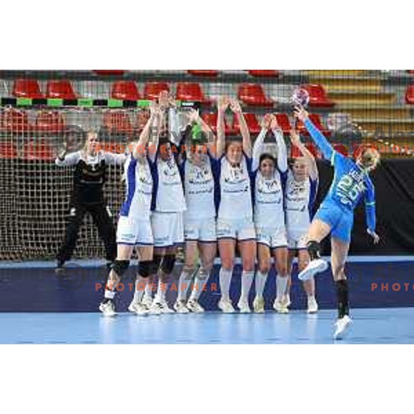 Barbara Lazovic of Slovenia in action during World Championship Women 2021 Qualification match between Slovenia and Iceland in Kodeljevo hall, Ljubljana, Slovenia on April 17, 2021