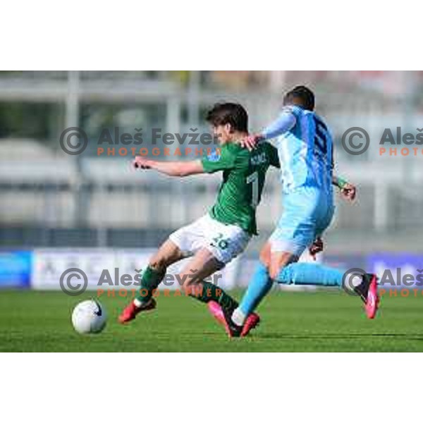 in action during Prva Liga Telekom Slovenije 2020-2021 football match between Gorica and Olimpija in Nova Gorica, Slovenia on April 17, 2021