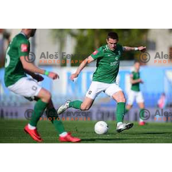 in action during Prva Liga Telekom Slovenije 2020-2021 football match between Gorica and Olimpija in Nova Gorica, Slovenia on April 17, 2021