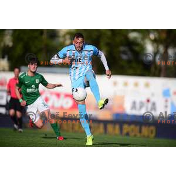 in action during Prva Liga Telekom Slovenije 2020-2021 football match between Gorica and Olimpija in Nova Gorica, Slovenia on April 17, 2021