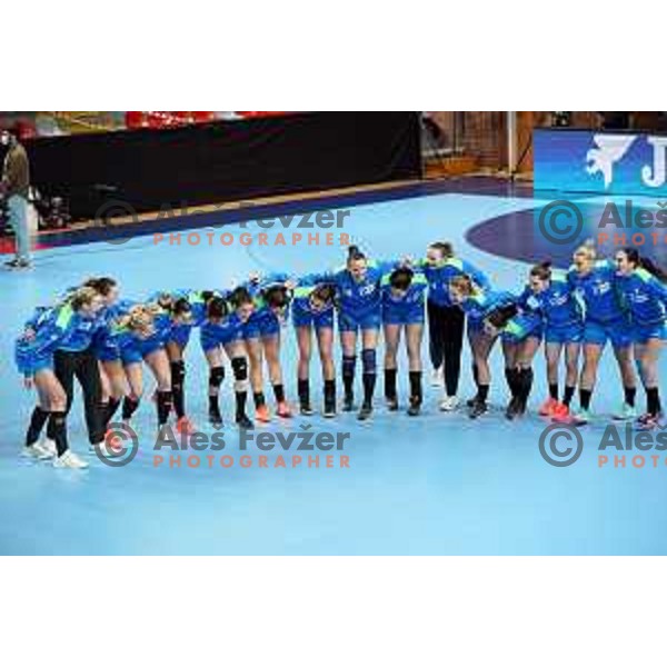 Team of Slovenia before World Championship Women 2021 Qualification match between Slovenia and Iceland in Kodeljevo hall, Ljubljana, Slovenia on April 17, 2021