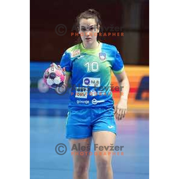 Tjasa Stanko of Slovenia in action during World Championship Women 2021 Qualification match between Slovenia and Iceland in Kodeljevo hall, Ljubljana, Slovenia on April 17, 2021