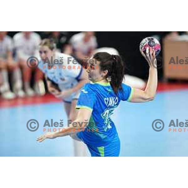 Tjasa Stanko of Slovenia in action during World Championship Women 2021 Qualification match between Slovenia and Iceland in Kodeljevo hall, Ljubljana, Slovenia on April 17, 2021