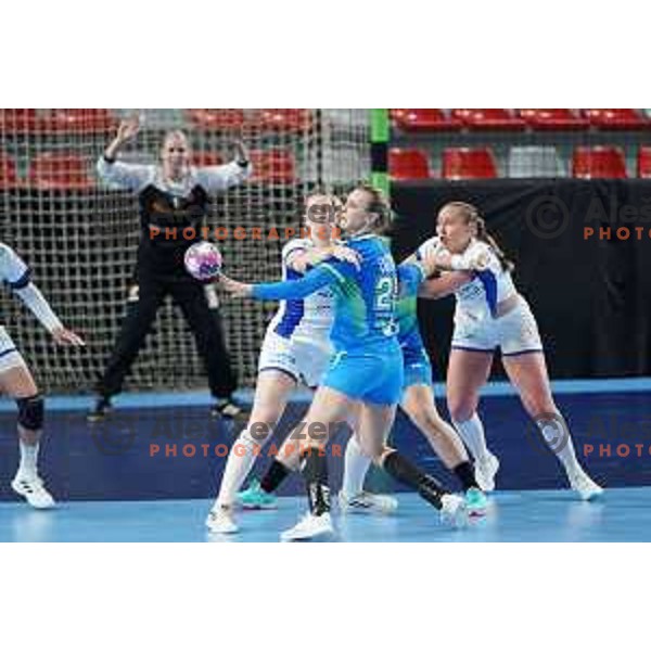 Barbara Lazovic of Slovenia in action during World Championship Women 2021 Qualification match between Slovenia and Iceland in Kodeljevo hall, Ljubljana, Slovenia on April 17, 2021