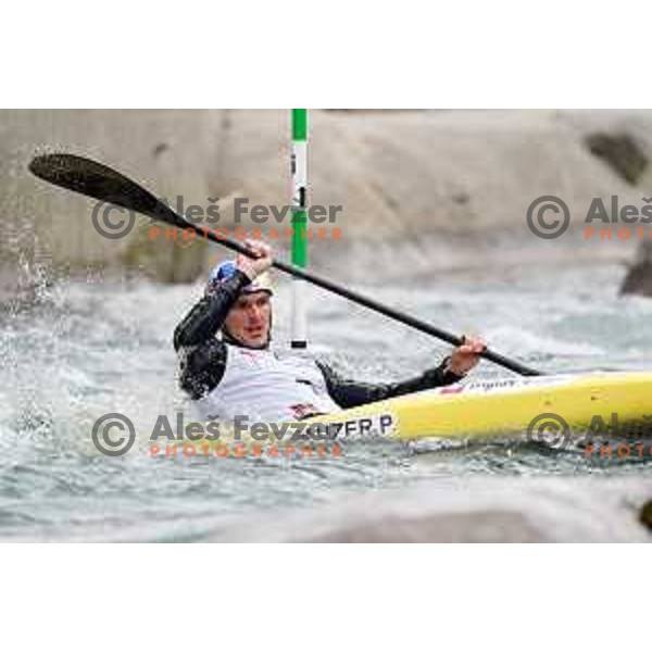 Peter Kauzer competes in K-1 at European Open Canoe Cup in Ljubljana, Slovenia on April 18, 2021
