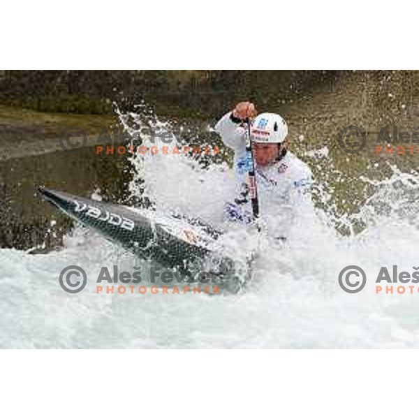Benjamin Savsek competes in C-1 at European Open Canoe Cup in Ljubljana, Slovenia on April 18, 2021