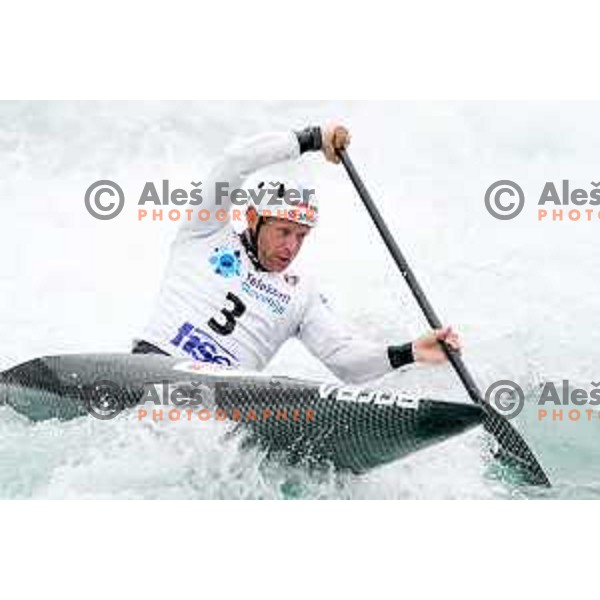 Benjamin Savsek competes in C-1 at European Open Canoe Cup in Ljubljana, Slovenia on April 18, 2021