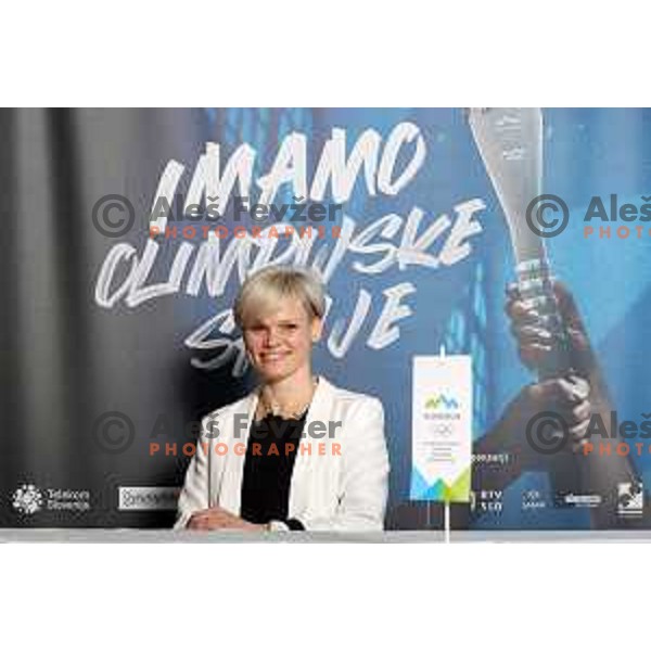 Urska Zolnir, Olympic gold medalist at press conference before launch of Slovenska Olimpijska bakla in Ljubljana on April 19, 2021