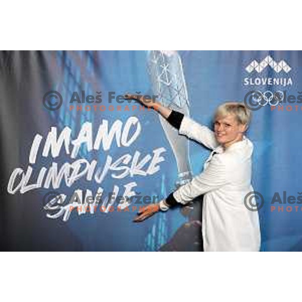 Urska Zolnir, Olympic gold medalist at press conference before launch of Slovenska Olimpijska bakla in Ljubljana on April 19, 2021