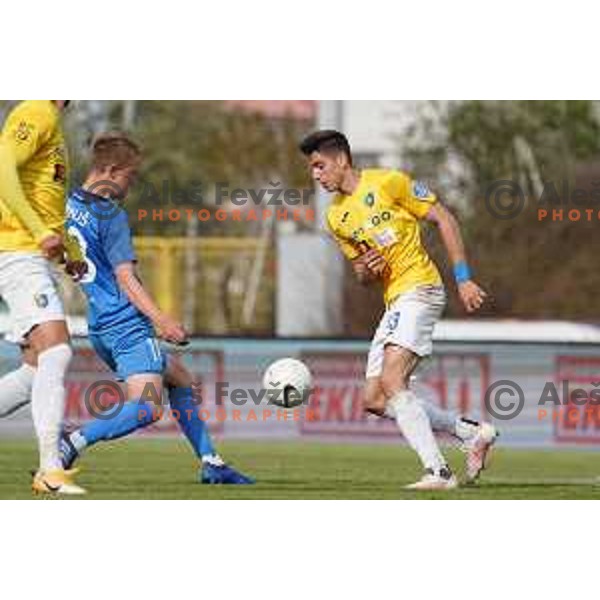 Milan Tucic in action during Prva Liga Telekom Slovenije 2020-2021 football match between Bravo and Domzale in Ljubljana, Slovenia on April 17, 2021