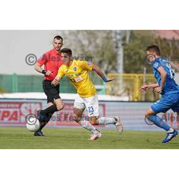 Milan Tucic in action during Prva Liga Telekom Slovenije 2020-2021 football match between Bravo and Domzale in Ljubljana, Slovenia on April 17, 2021
