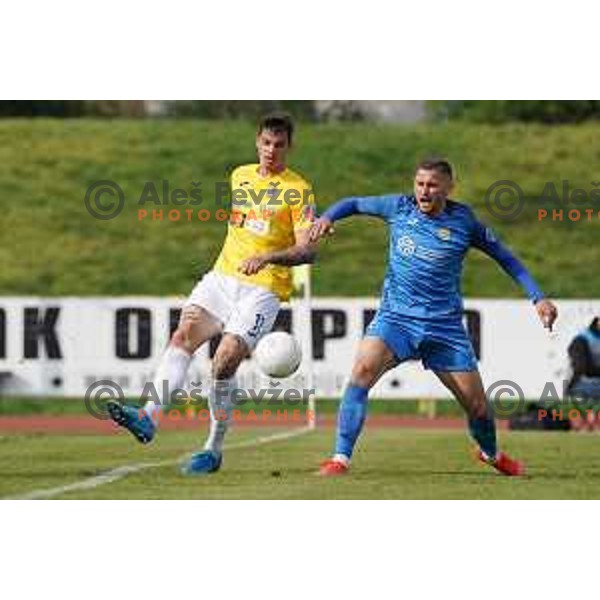 Mitja Krizan and Dario Kolobaric in action during Prva Liga Telekom Slovenije 2020-2021 football match between Bravo and Domzale in Ljubljana, Slovenia on April 17, 2021
