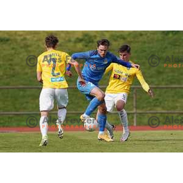 Matej Podlogar in action during Prva Liga Telekom Slovenije 2020-2021 football match between Bravo and Domzale in Ljubljana, Slovenia on April 17, 2021