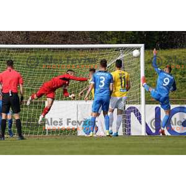 Igor Vekic and Dario Kolobaric in action during Prva Liga Telekom Slovenije 2020-2021 football match between Bravo and Domzale in Ljubljana, Slovenia on April 17, 2021