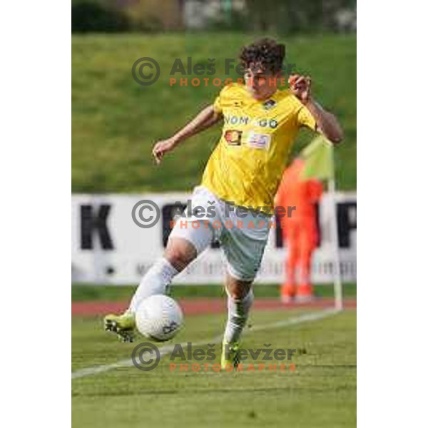 Zan Trontelj in action during Prva Liga Telekom Slovenije 2020-2021 football match between Bravo and Domzale in Ljubljana, Slovenia on April 17, 2021