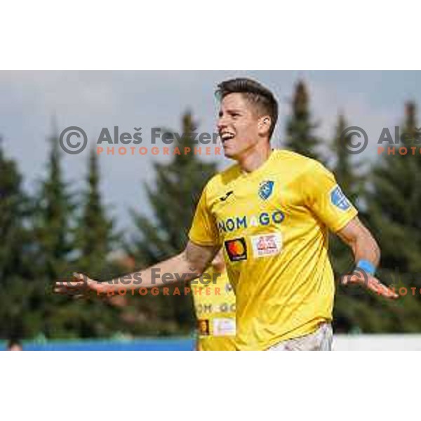 Milan Tucic celebrates goal during Prva Liga Telekom Slovenije 2020-2021 football match between Bravo and Domzale in Ljubljana, Slovenia on April 17, 2021
