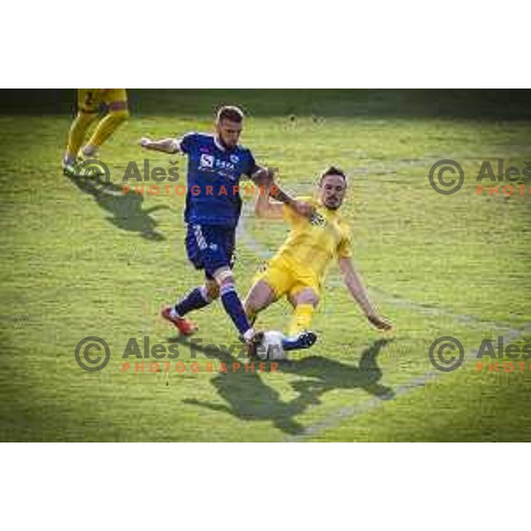 Jan Mlakar and Tilen Klemencic in action during Prva liga Telekom Slovenije football match between Maribor and Domzale in Ljudski vrt, Maribor, Slovenia on April 20, 2021
