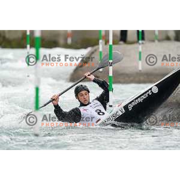 Vid Kuder Marusic competes in K-1 at European Open Canoe Cup in Ljubljana, Slovenia on April 18, 2021