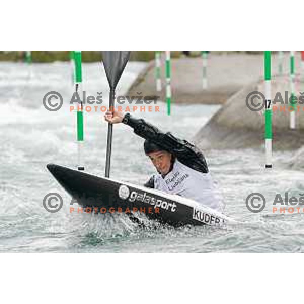 Vid Kuder Marusic competes in K-1 at European Open Canoe Cup in Ljubljana, Slovenia on April 18, 2021