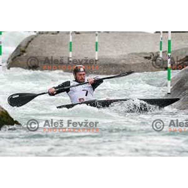 Zan Jakse competes in K-1 at European Open Canoe Cup in Ljubljana, Slovenia on April 18, 2021