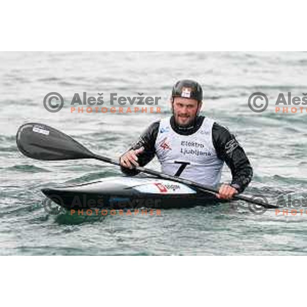 Zan Jakse competes in K-1 at European Open Canoe Cup in Ljubljana, Slovenia on April 18, 2021