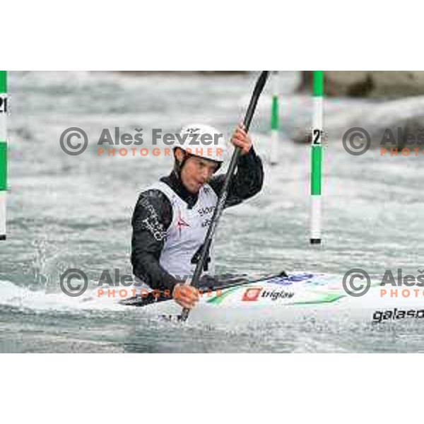 Niko Testen competes in K-1 at European Open Canoe Cup in Ljubljana, Slovenia on April 18, 2021