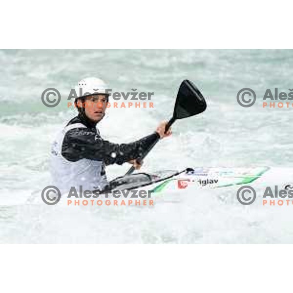 Niko Testen competes in K-1 at European Open Canoe Cup in Ljubljana, Slovenia on April 18, 2021