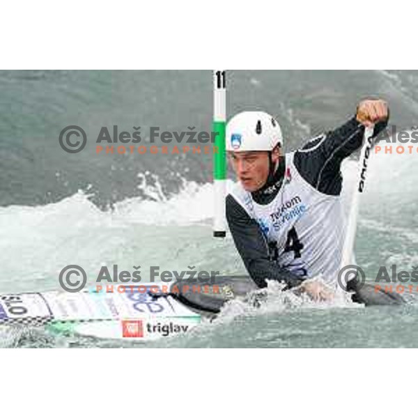Klemen Vidmar competes in C-1 at European Open Canoe Cup in Ljubljana, Slovenia on April 18, 2021
