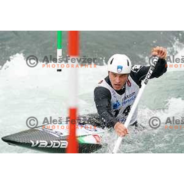 Klemen Vidmar competes in C-1 at European Open Canoe Cup in Ljubljana, Slovenia on April 18, 2021