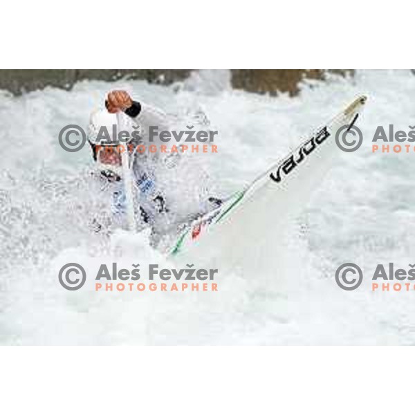 Jus Javornik competes in C-1 at European Open Canoe Cup in Ljubljana, Slovenia on April 18, 2021