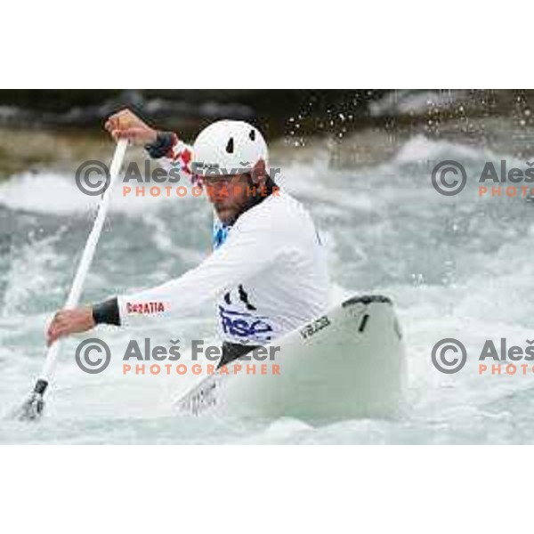 Matija Marinic competes in C-1 at European Open Canoe Cup in Ljubljana, Slovenia on April 18, 2021