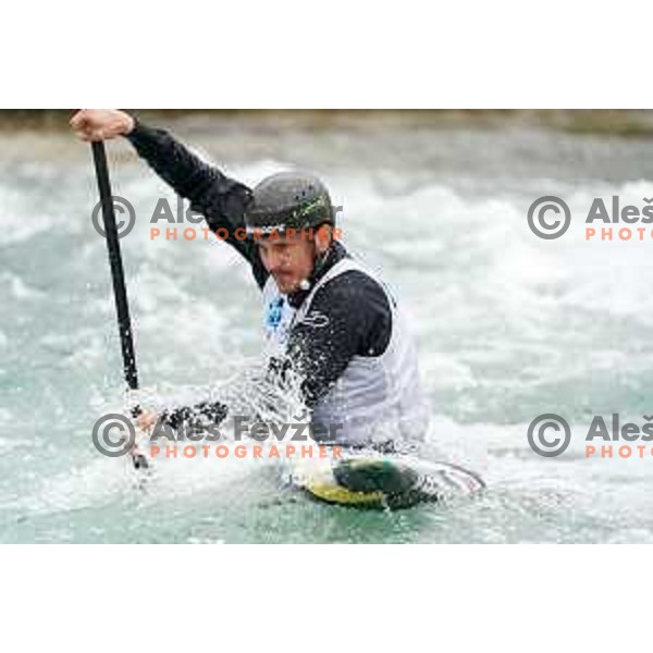 Anze Bercic competes in C-1 at European Open Canoe Cup in Ljubljana, Slovenia on April 18, 2021