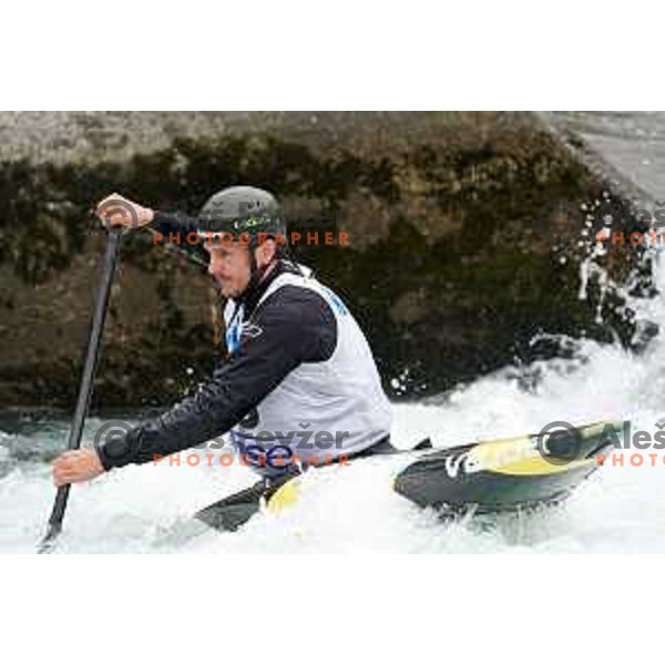 Anze Bercic competes in C-1 at European Open Canoe Cup in Ljubljana, Slovenia on April 18, 2021