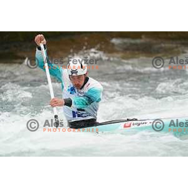 Luka Bozic competes in C-1 at European Open Canoe Cup in Ljubljana, Slovenia on April 18, 2021