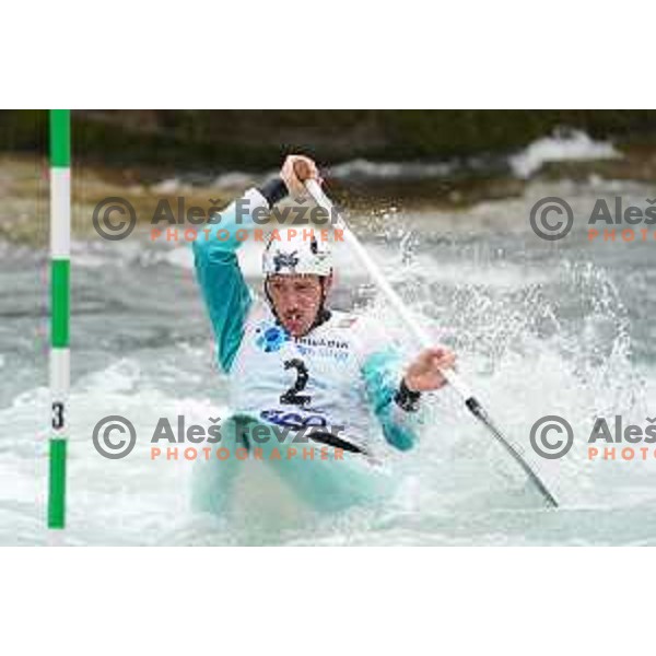 Luka Bozic competes in C-1 at European Open Canoe Cup in Ljubljana, Slovenia on April 18, 2021