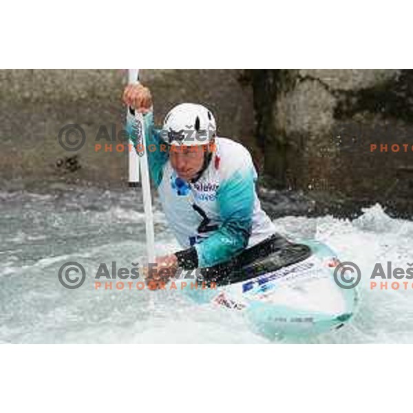 Luka Bozic competes in C-1 at European Open Canoe Cup in Ljubljana, Slovenia on April 18, 2021