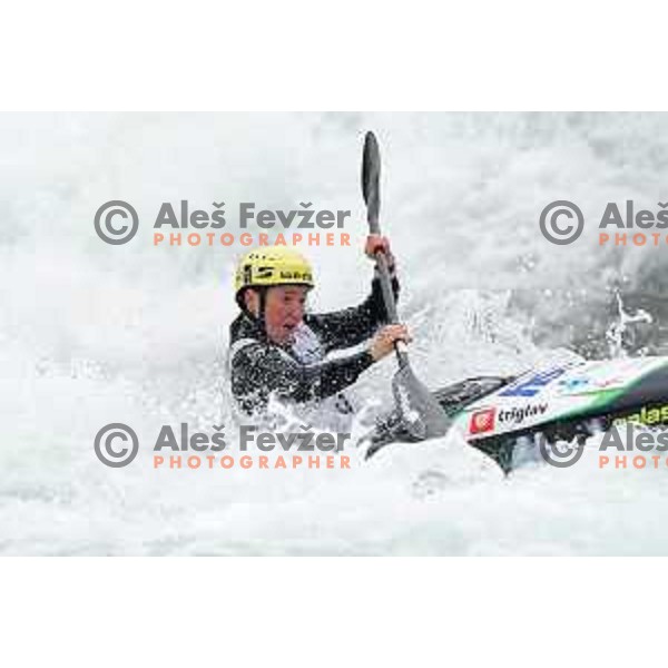 Eva Alina Hocevar competes in K-1 Women at European Open Canoe Cup in Ljubljana, Slovenia on April 18, 2021