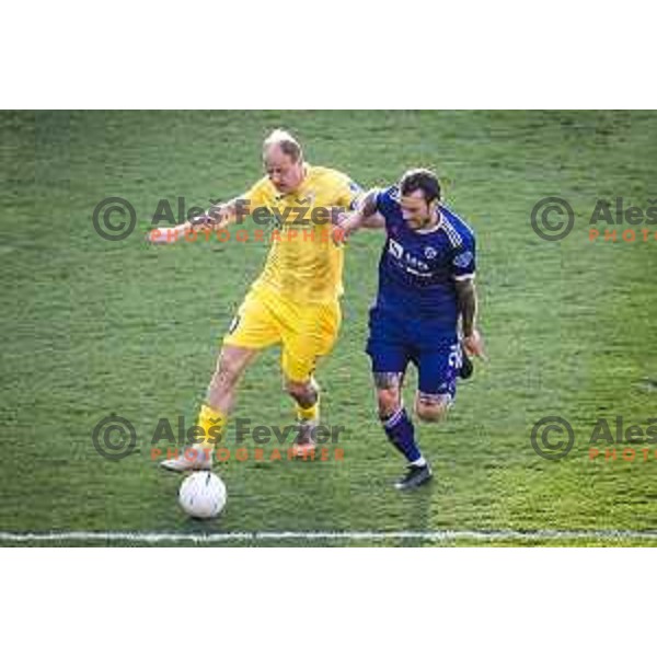 Senijad Ibricic and Denis Klinar in action during Prva liga Telekom Slovenije football match between Maribor and Domzale in Ljudski vrt, Maribor, Slovenia on April 20, 2021