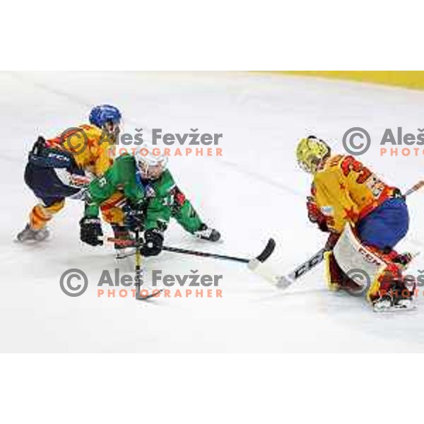 Ales Music in action during the Final of Alps league ice-hockey match between SZ Olimpija and Asiago in Ljubljana, Slovenia on April 20, 2021