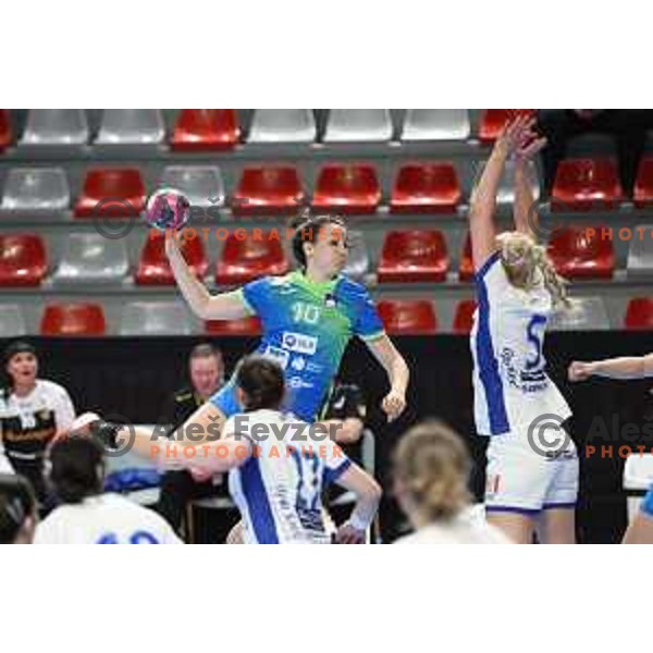 Tjasa Stanko of Slovenia in action during World Championship Women 2021 Qualification match between Slovenia and Iceland in Kodeljevo hall, Ljubljana, Slovenia on April 17, 2021