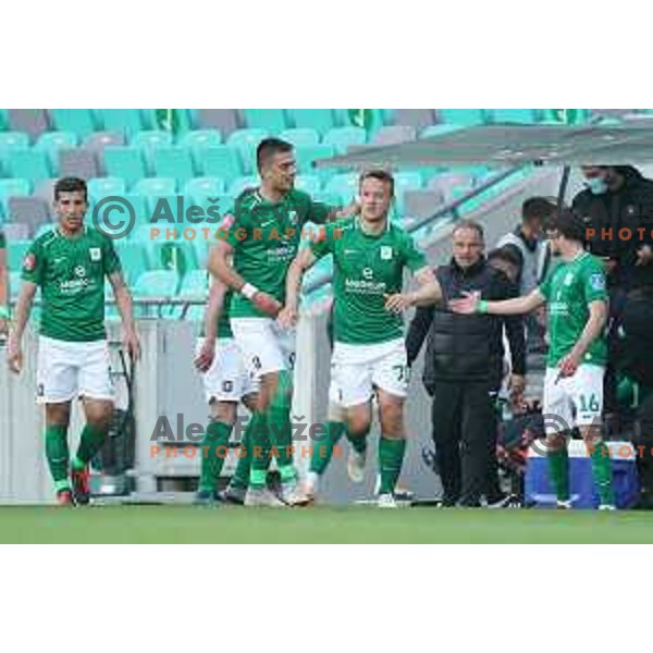 Antonio Delamea Mlinar celebrate goal during Prva Liga Telekom Slovenije 2020-2021 football match between Olimpija and Koper in SRC Stozice, Ljubljana, Slovenia on April 21, 2021