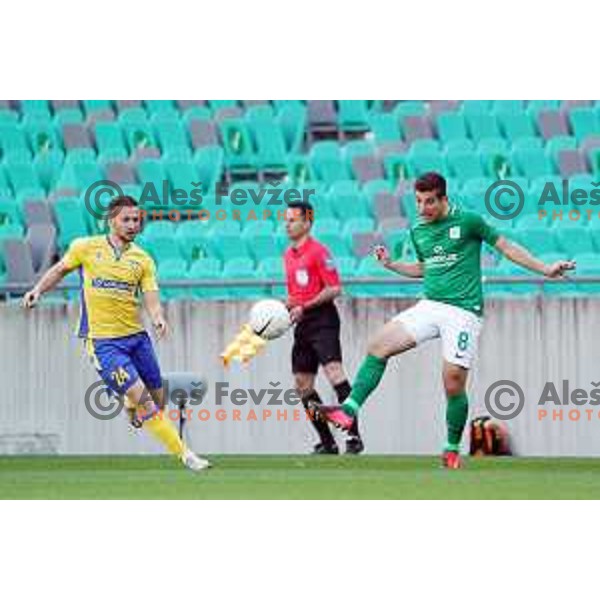 Marko Pejic and Nino Pungarsek during Prva Liga Telekom Slovenije 2020-2021 football match between Olimpija and Koper in SRC Stozice, Ljubljana, Slovenia on April 21, 2021
